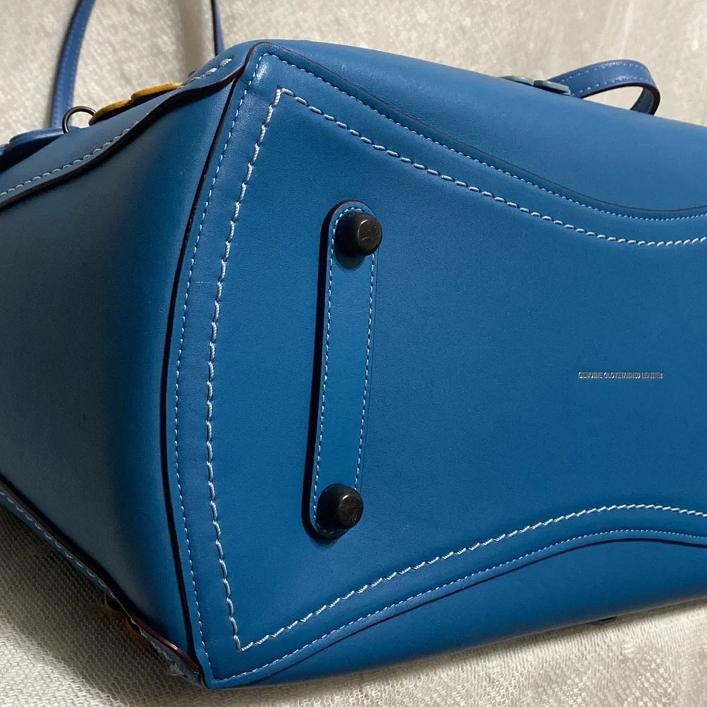 *SOLD*Coach Rogue Leather Tote With Linked Tea Rose In In River/black Copper - Picture 12 of 17